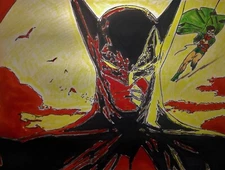 BATTMAN&ROBIN Bob Kane Retro Style 1940's Original Comic Book Color Artwork 12x9