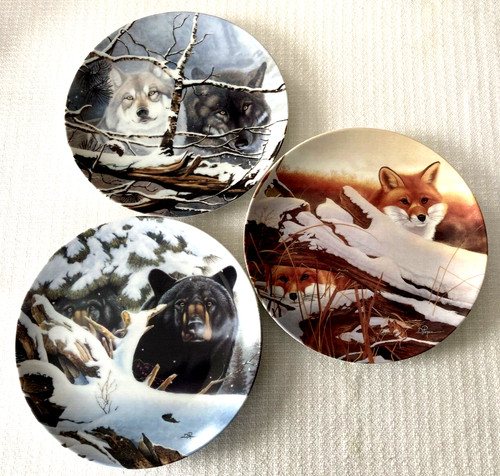 First 3 "Eyes of the Wild" Collector Plates - Wolf, Bear, Fox