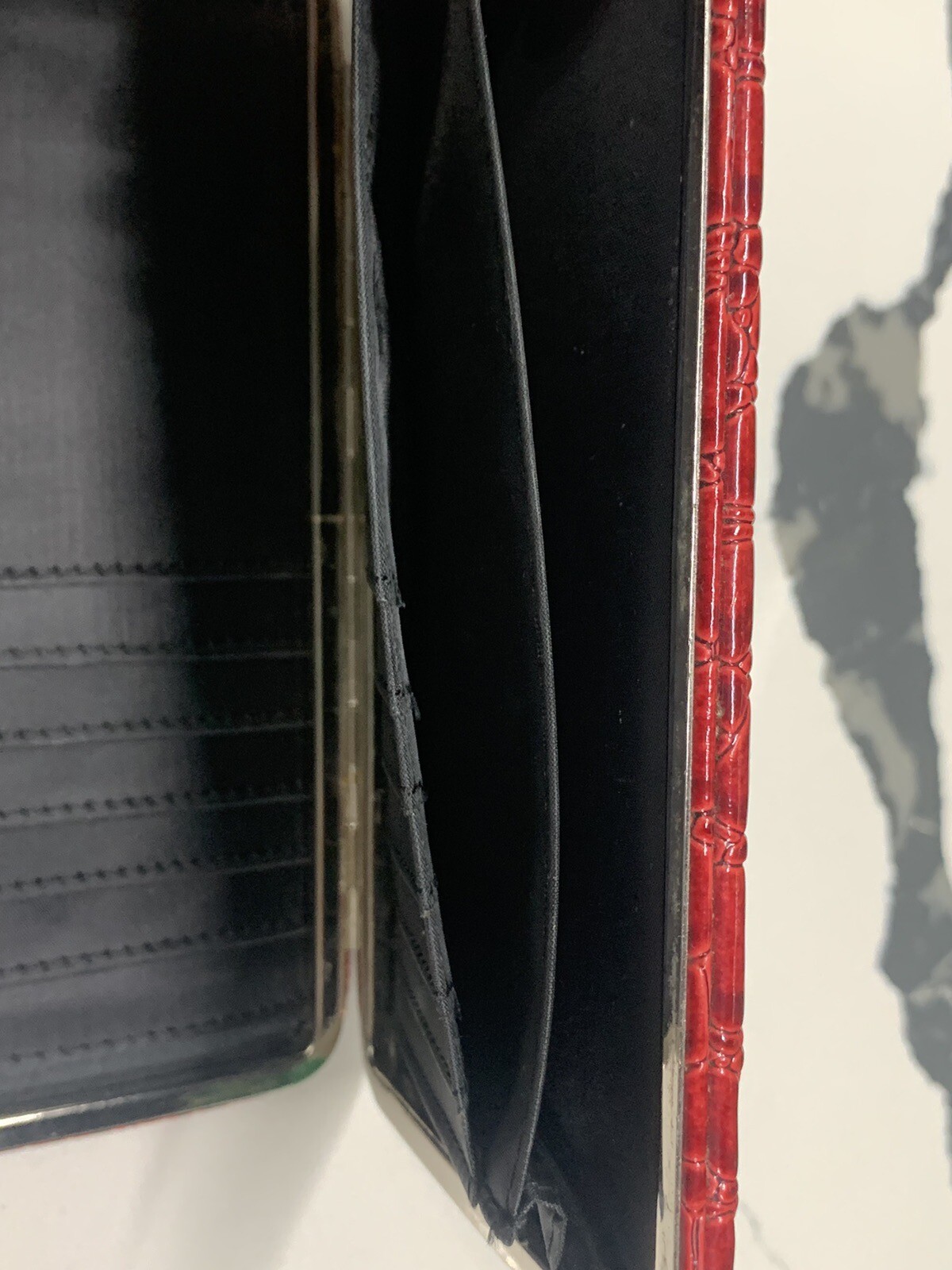 NEW Women’s Hard Case Clutch Wallet Red Reptile Crocodile Embossed eBay