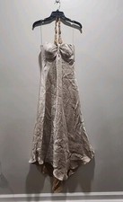 Adrianna Papell Desert Storm Halter Dress - Champagne Color- Size 6