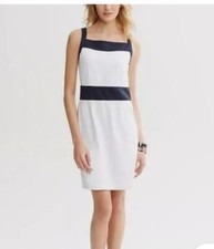 Banana Republic 4 Navy Blue Off-White Ponte Sheath dress Suit Work Career $120
