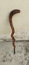 "Hand-Carved Wooden Walking Cane with Cobra Snake Design"