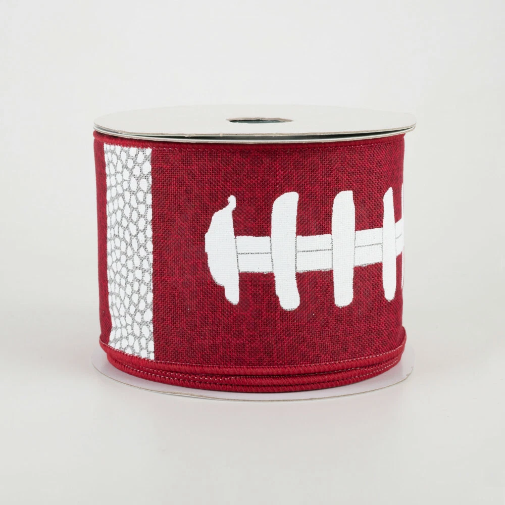 Football Laces Crimson Red White Ribbon 2.5