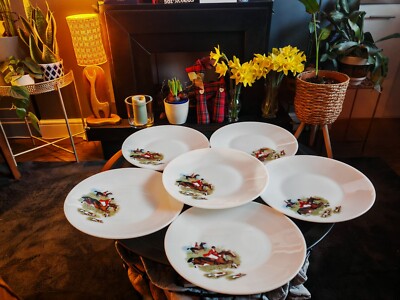 JAJ Pyrex Tally Ho Huntsmen Essteller 25 cm 6er Set KOSTENLOSER UK-VERSAND