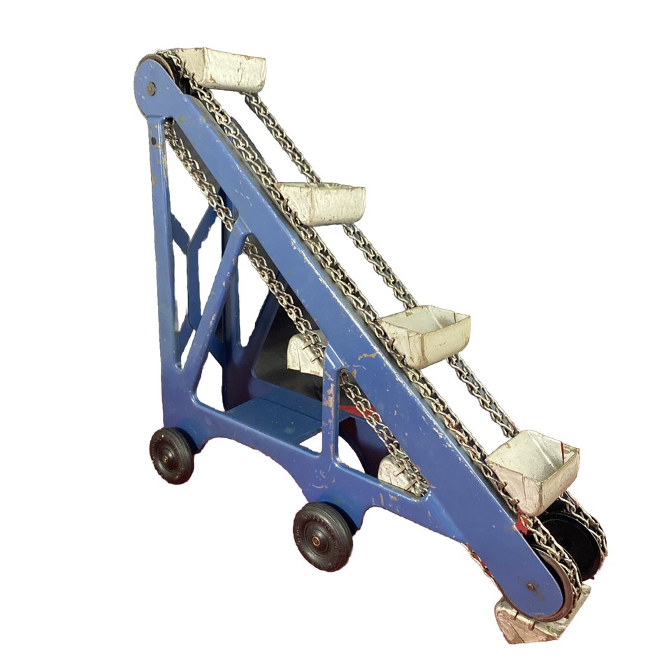 Vintage Kingsbury Toys Pressed Steel Sand Loader Mover Blue With 7