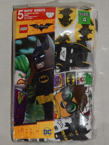 Batman Lego Movie Boys Size 4 Underwear Briefs White New Joker Comic Book 5 Pair - Picture 8 of 12