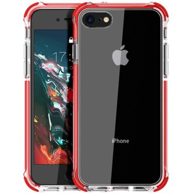 for iPhone 6/6s/7/8 Plus Transparent TPU 2 in 1 Shockproof Case RED