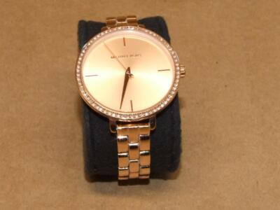 Woman's Michael Kors MK4400 Charley Rose Gold & Crystal Watch Preowned WORKING