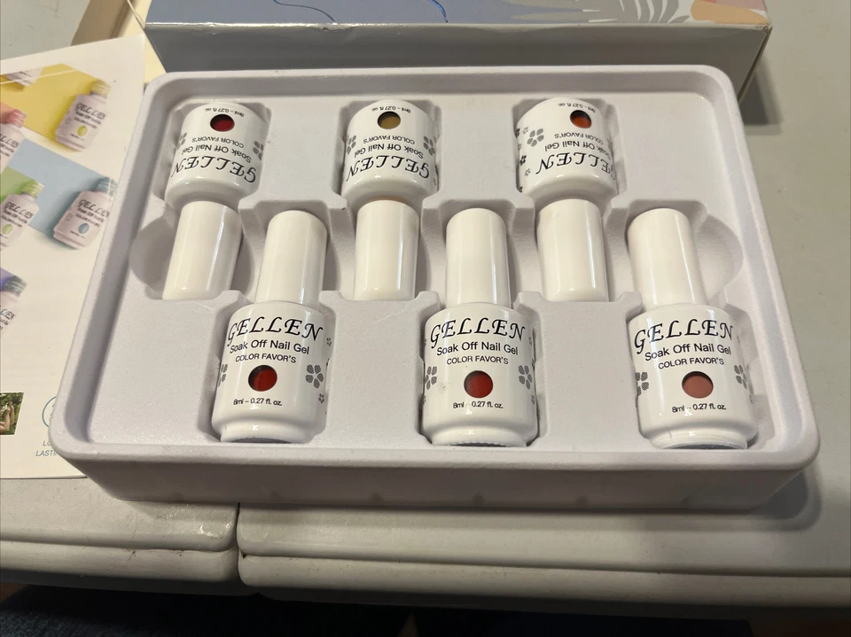 Gellen Soak Off Esmalte de Uñas Set de Seis Botellas de 8 ml Varios Colores - Nuevo Foto 2 de 3