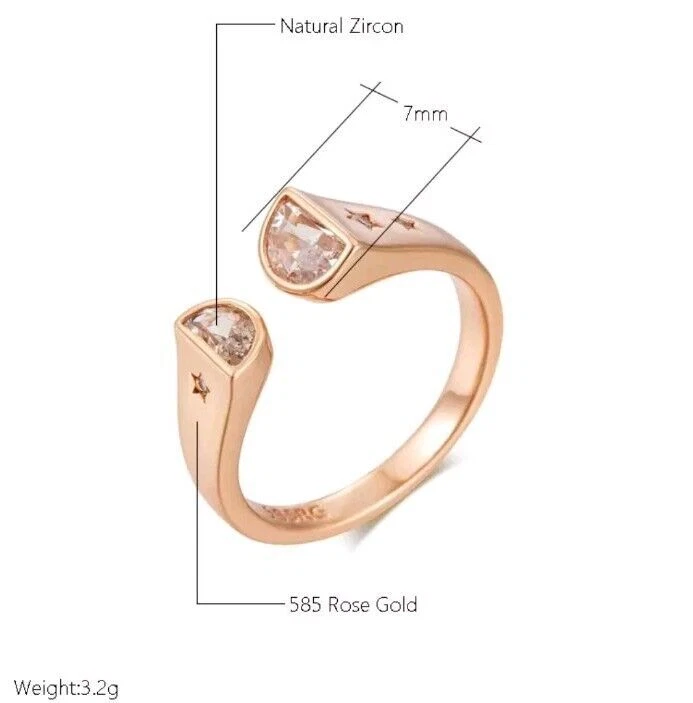 Luxus Ring Größenverstellbar 585er Rolled Roségold Walzgold mit Zirkonia - Bild 2 von 4