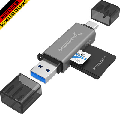 SABRENT SD, Micro SD Kartenleser, USB Typ C 3.2 Gen 1 Kartenleser, 5Gbps High Sp