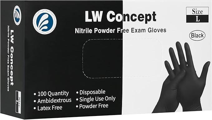 100pcs Black Nitrile 5MIL Disposable Gloves - Latex Free Non-Rubber
