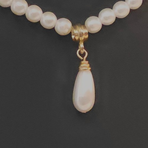 Vintage Chico's Faux Pearl Pendant Beaded Necklace White Gold 12" China 2000's - Picture 9 of 13