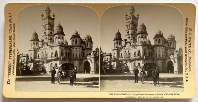 INDE Palais De Laxmi Vilas Vadodara 1901 Foto Stereo Vintage Argentique