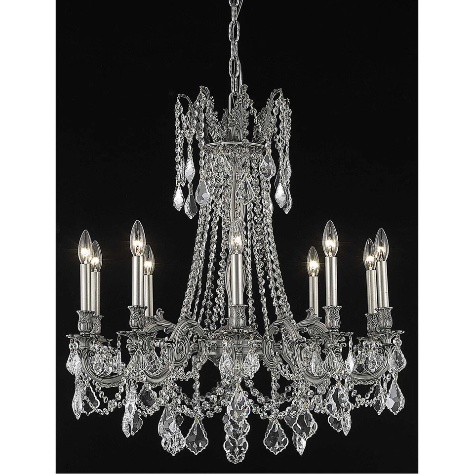 Crystal Chandelier Pewter Color Foyer Dining Room Ceiling Lighting Light Fixture - Image 2 of 2