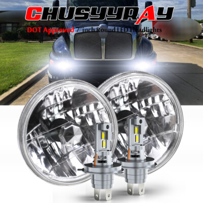 For Freightliner FL112 Truck 7 Inch Round Headlights Hi/Lo Beam w/bulb H4 NEW S+