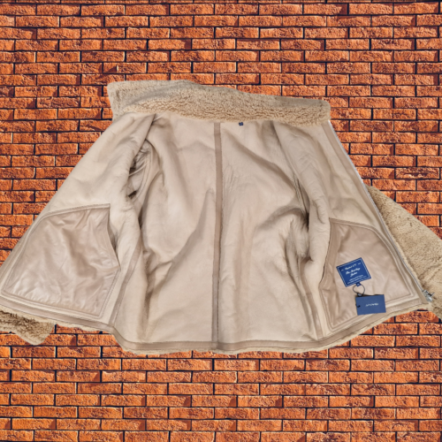 BNWT MEN GANT 3XL XXXL LAMB LEATHER SHEARLING D2 BEIGE BROWN AVIATOR COAT JACKET - Picture 4 of 13