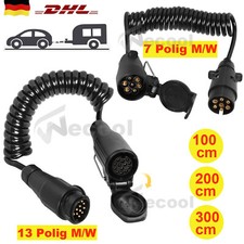 Spiralkabel Anhänger Verlängerungskabel 7 polig & 13polig Stecker Kupplung M/W