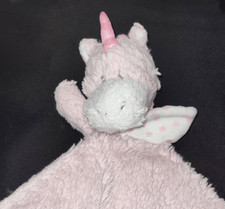 Baby Pink Unicorn Security Blanket Stuffed Plush Rattle Toy lovey knotted