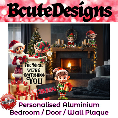 ELF AUF REGAL ELF CAM WEIHNACHTEN PERSONALISIERT NAME SCHLAFZIMMER TÜR WANDRELIEF ALUMINIUM