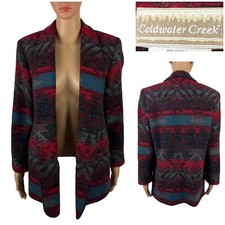 Coldwater Creek Women Medium Aztec Southwestern Print Blazer Y2K Vintage USA EUC