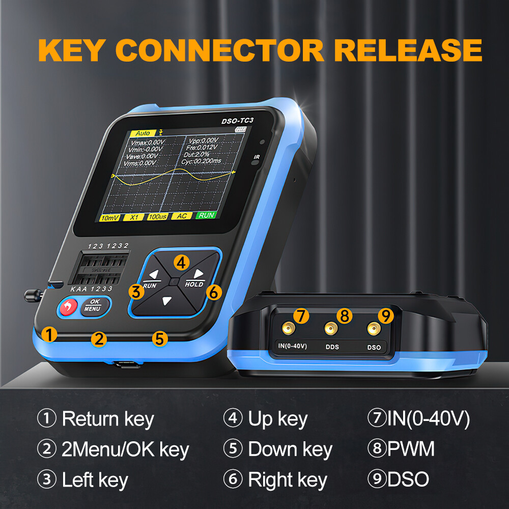 FNIRSI DSOTC3 3in1 Transistor Tester LCR Digital Oscilloscope Signal