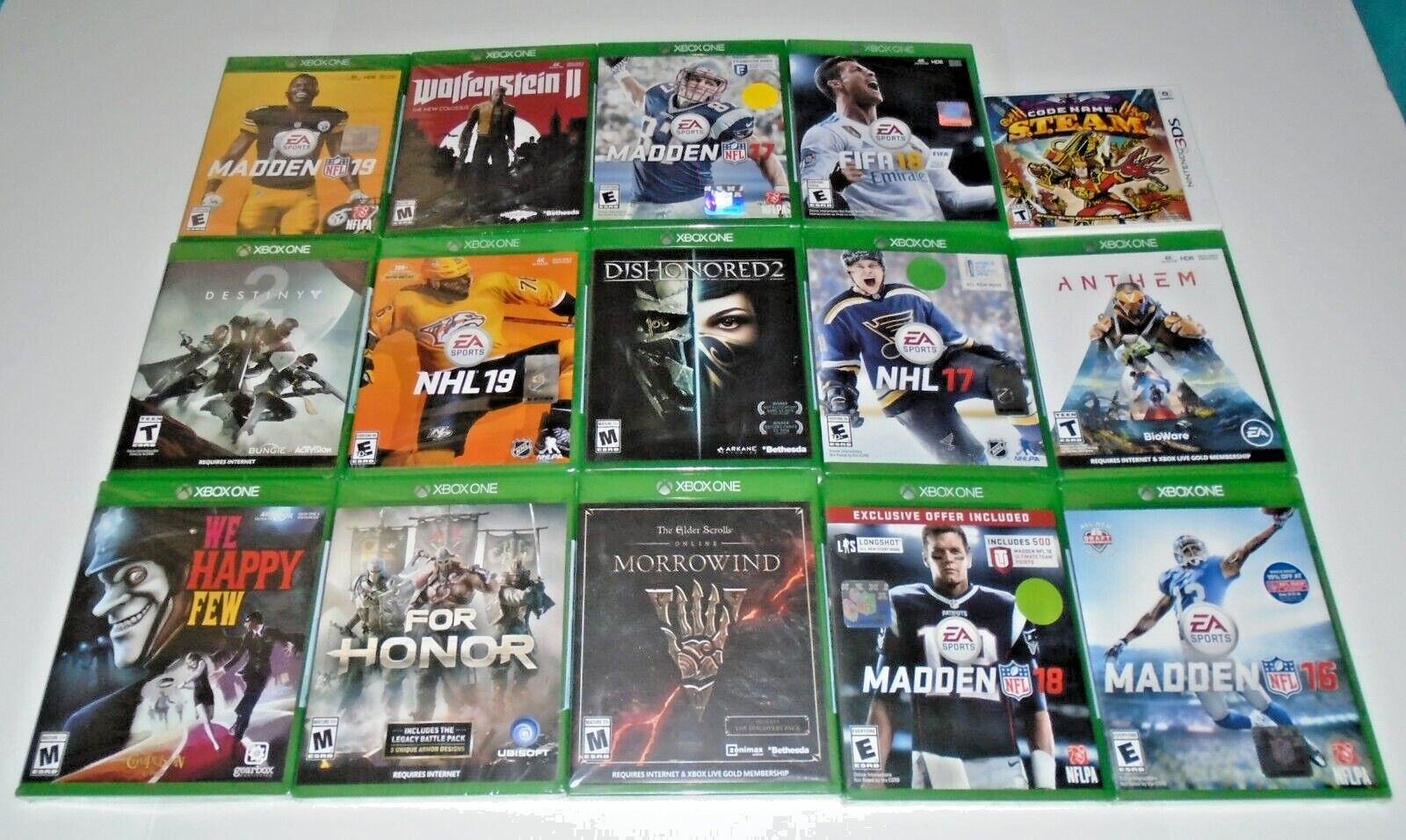 LOT OF 15 GAMES For Honor , Wolfenstein 2 , Anthem (Xbox One) NEW + FREE SHIP