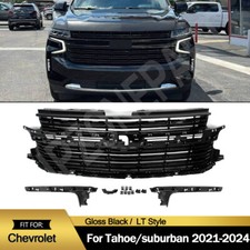 Front Upper Grille Gloss Black Trim Grill For Chevrolet Tahoesuburban 2021-2024