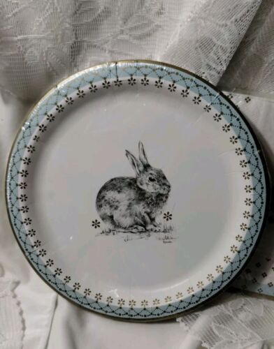 104 pc Spode Easter DINNER SALAD PLATES GUEST LUNCH NAPKINS Rabbit Meadow Lane - Picture 3 of 10