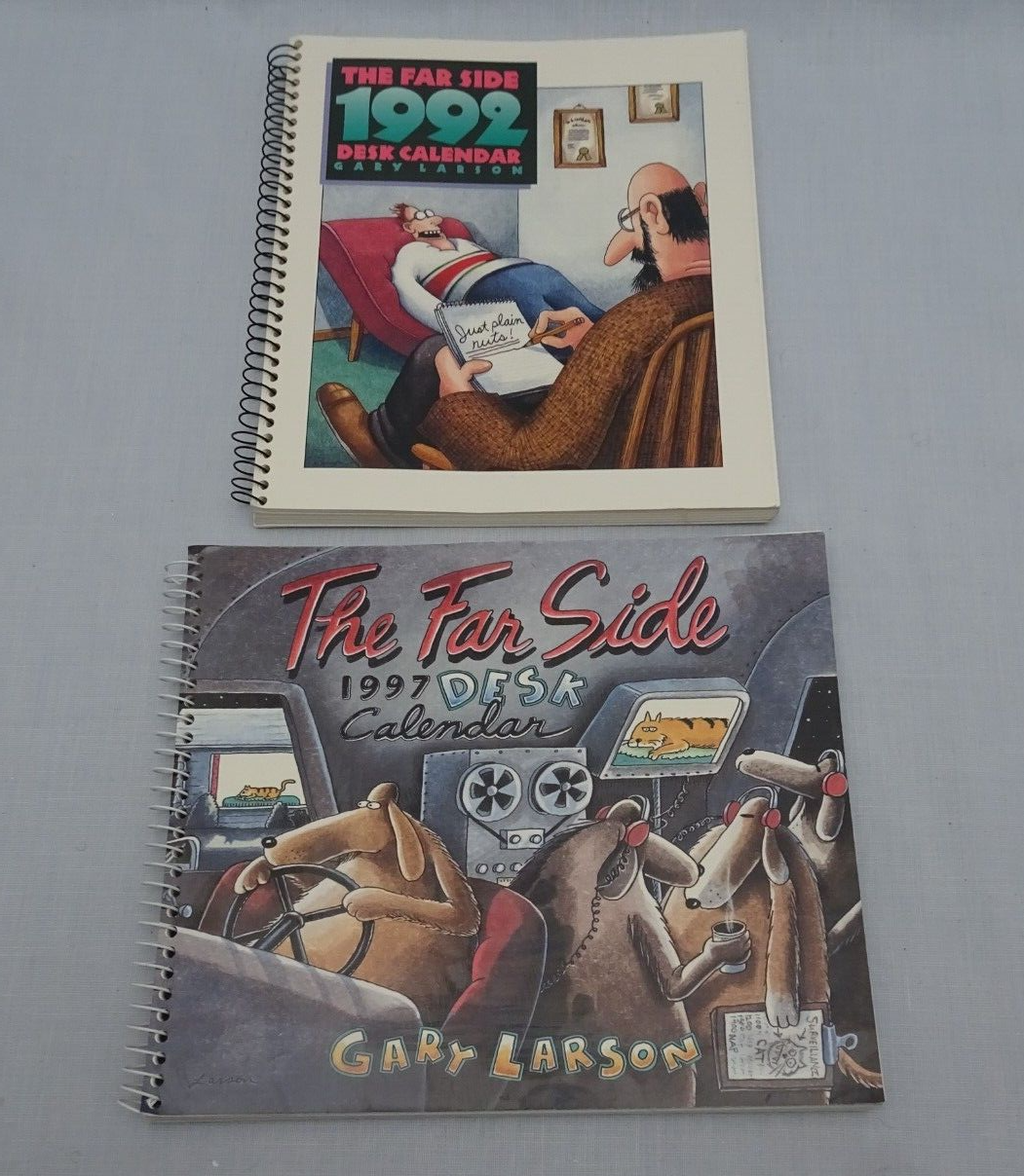 lot-2-the-far-side-gary-larson-desk-calendar-1992-nuts-1996-dog-cats