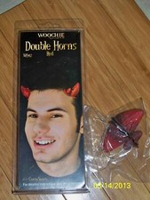 DEMON DEVIL DOUBLE RED HORNS LATEX PROSTHETIC COSTUME MAKEUP CSWO412