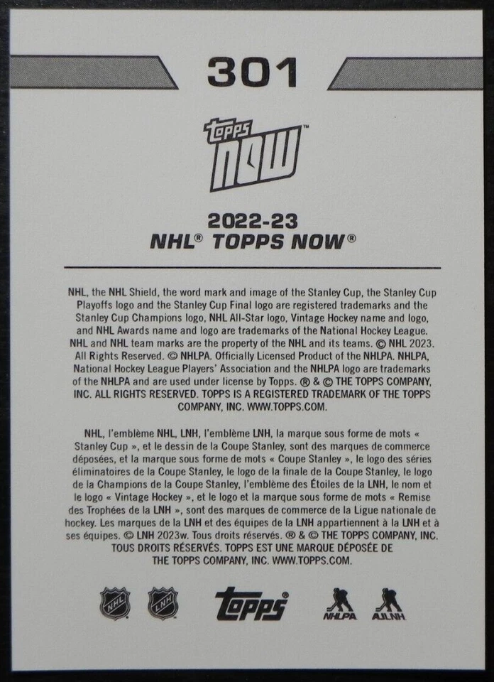 2022-23 22/23 TOPPS NOW NHL Stickers #301 David Pastrnak Boston Bruins - Image 2 of 2