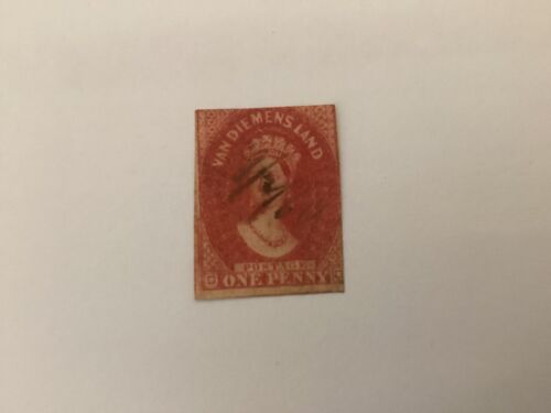 Tasmania 1d Orange Queen Victoria Seven Seas 3 imperf Fiscal 7/2/1860