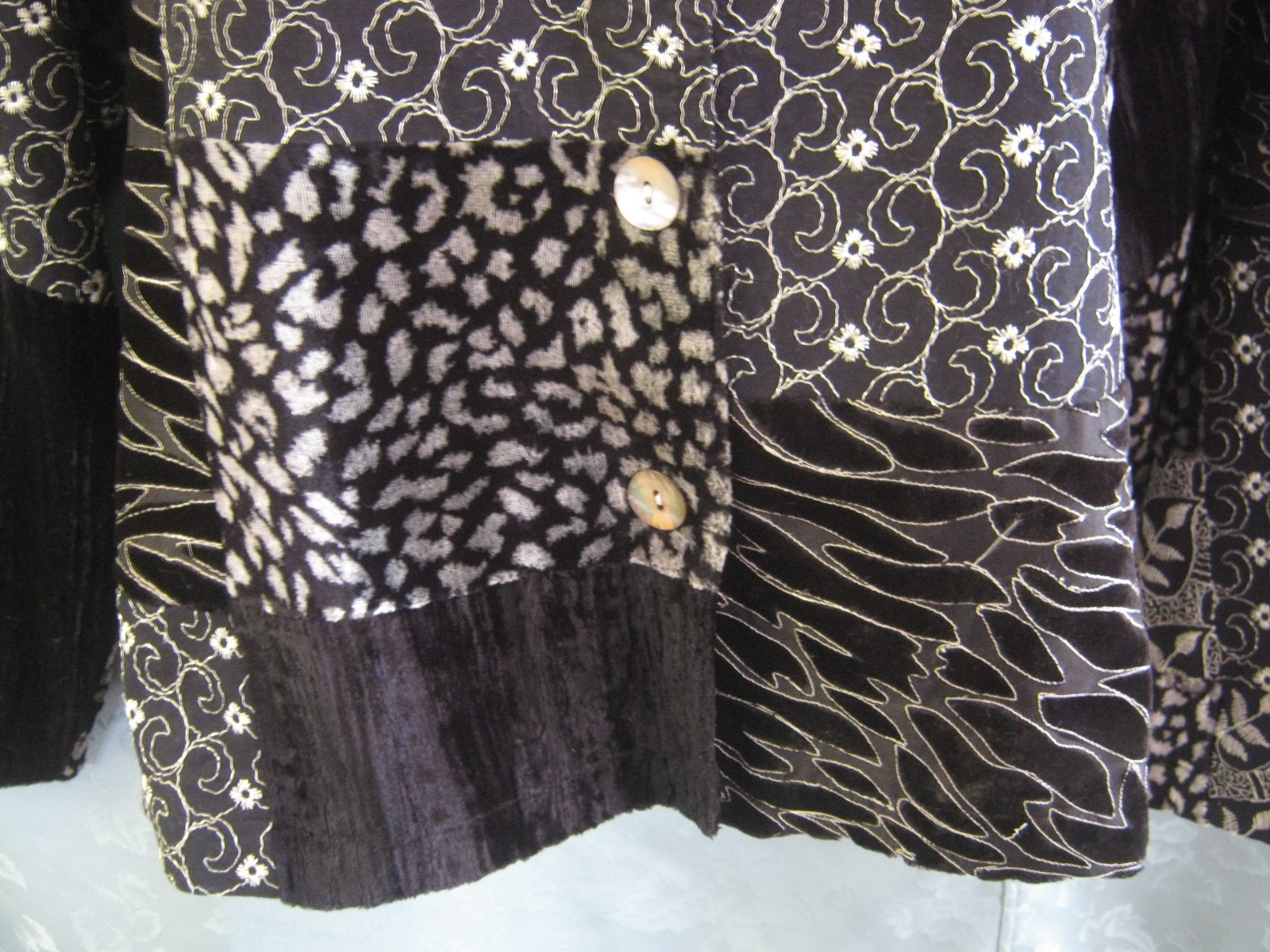 Multiples Blazer Size Large Patchwork Mixed Media… - image 4