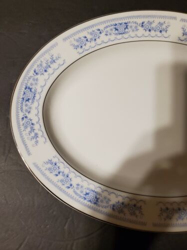 RJZS Temptation Fine China of Japan Platter Blue Floral 14 1/4" Length VGC - Picture 3 of 7
