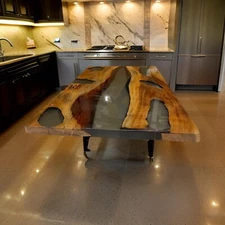 Clear Epoxy Resin Live Edge Table | Custom Wood Furniture | Unique Design Gifts