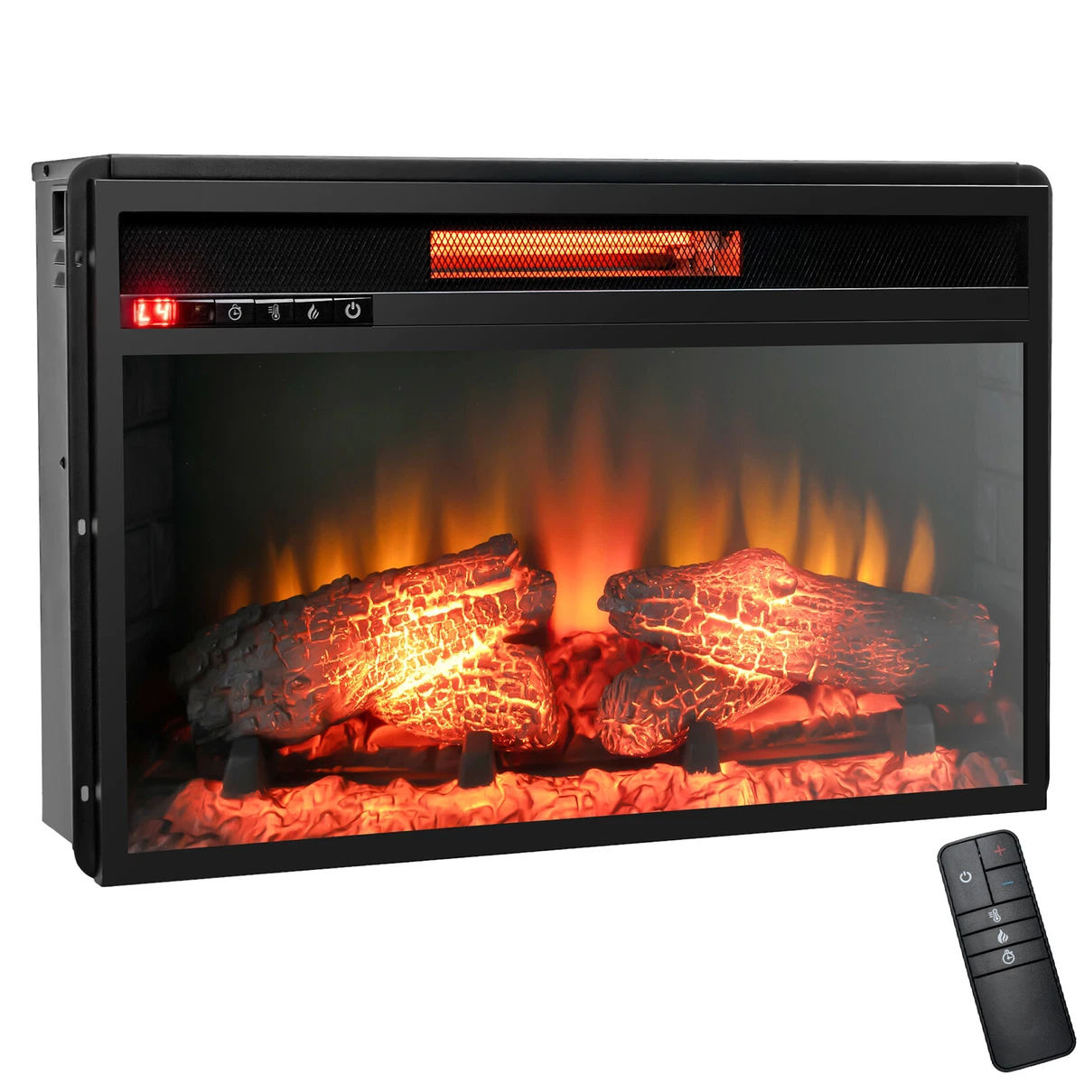 26u0026#034; Electric Infrared Quartz Fireplace Insert Log Flame Heater w/  Remote Control | eBay