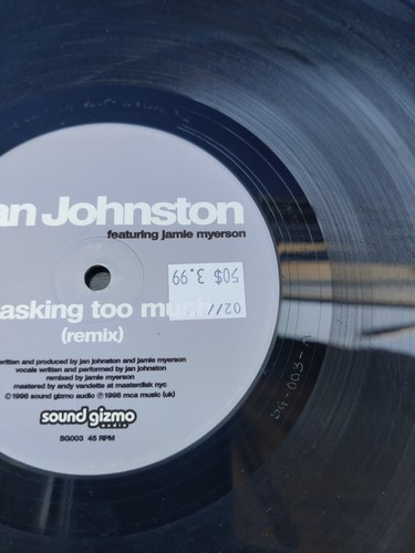 Jan Johnston Asking Too Much 12" Single US VERY RARE SOUND GIZMO NM - Foto 4 di 5