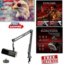 Dynamic Noise Cancelling USB Microphone with RGB Long Battery Life PD100WS