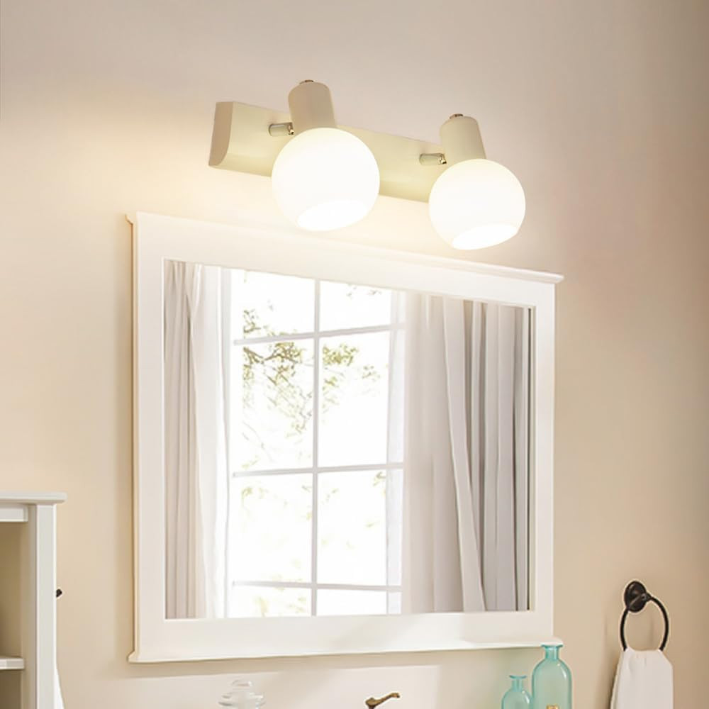 Applique Da Bagno Regolabile Grando – Stile Liberty, Due Bracci Orientabili, Bronzo E Vetro, IP20, Larga 42 Cm, Attacco E14