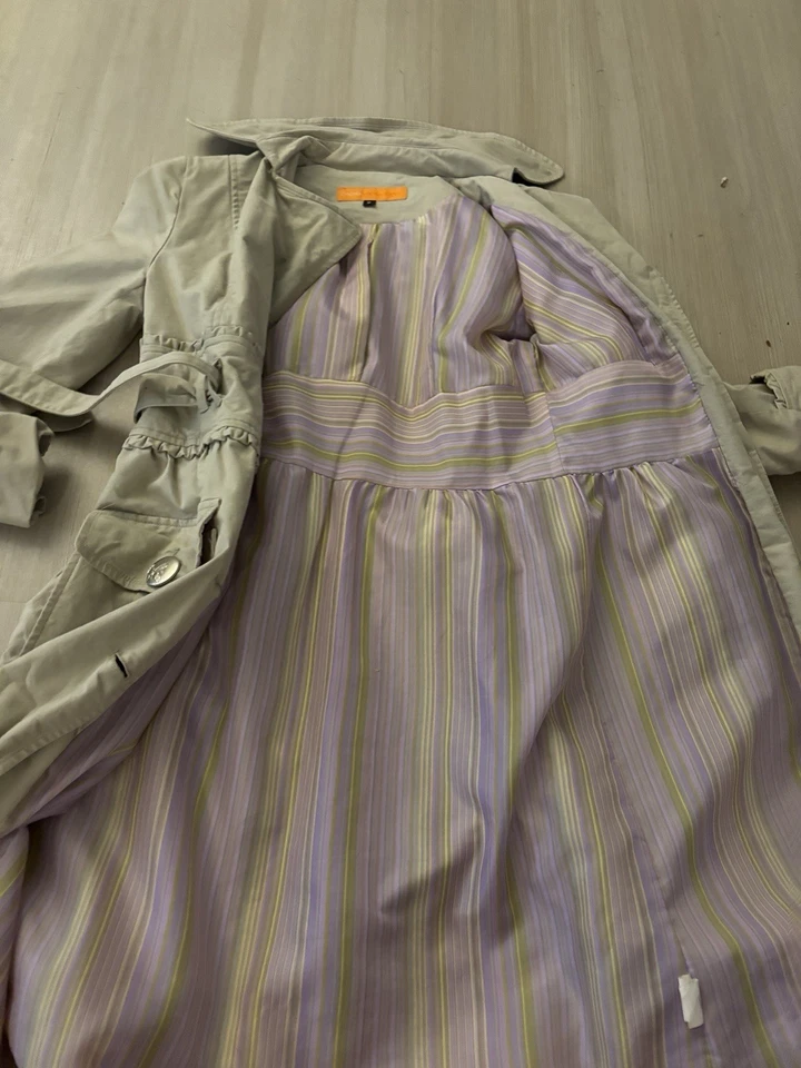 Sage Green Y2K Waist Synching Trench Coat Aesthetic Streetwear Women's Small - Image 4 of 4