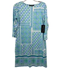 Tango Mango Shift Dress Size M Blue Green
