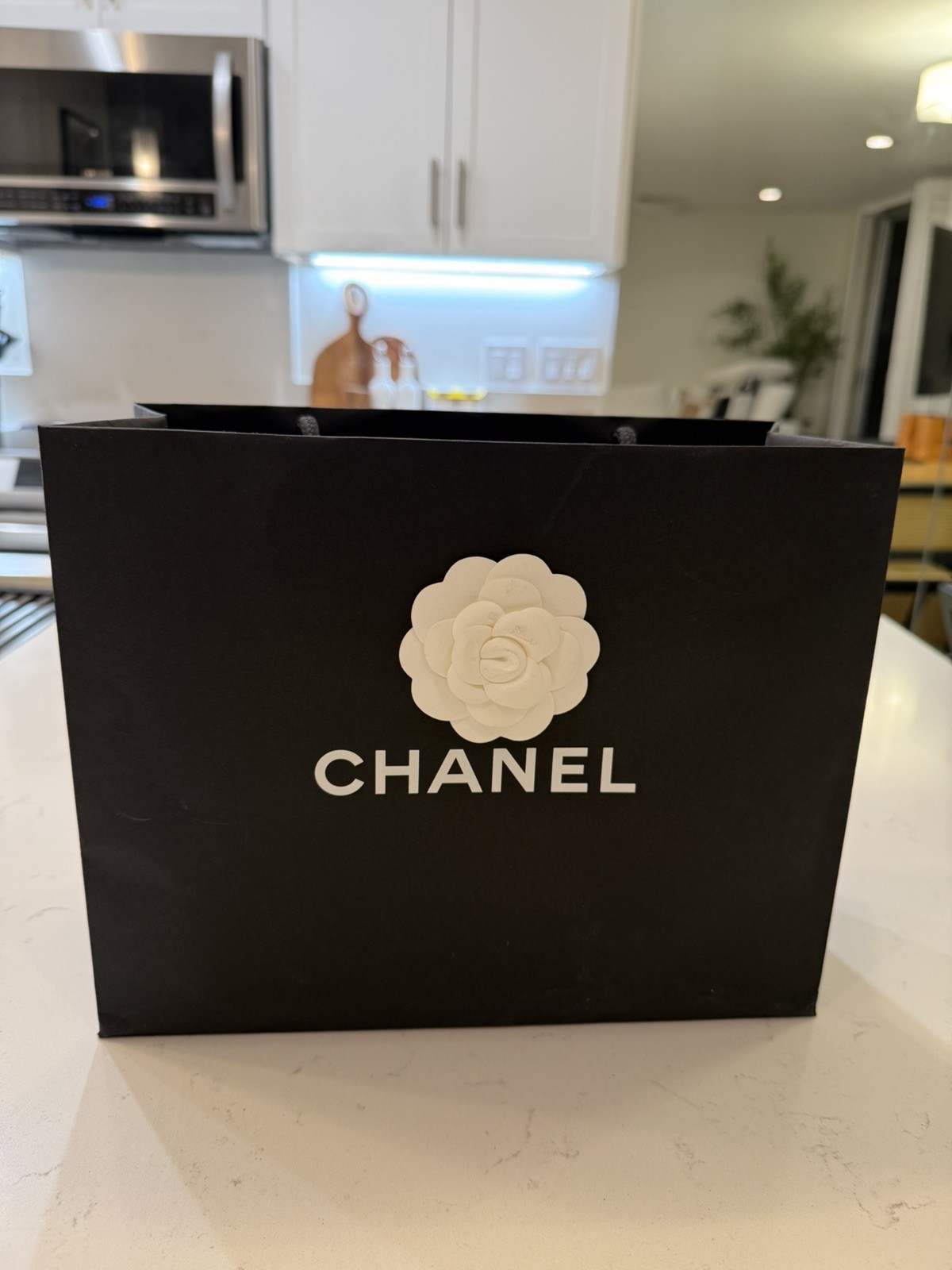 NEW Chanel Gift Bag Classic Black Empty Paper Bag White Camilia Shopping