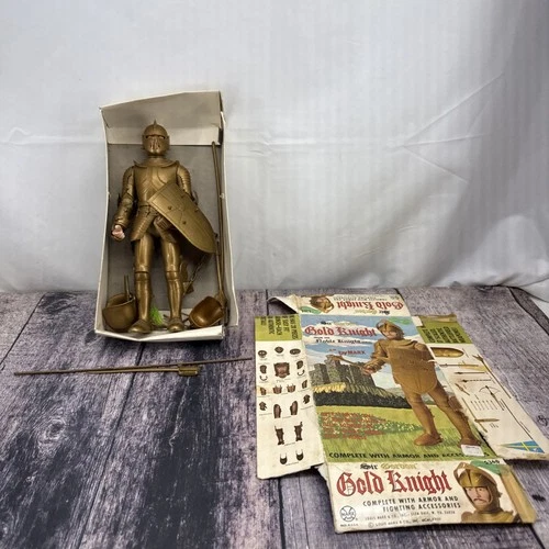 NICE Vintage Johnny West Marx Sir Gordon Gold Knight 1st Ed. Box Accessories