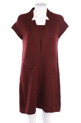 hoss INTROPIA Strickkleid Kleid Merino-Wolle Layer Look XL aubergine