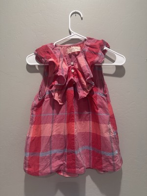 Anthropologie Isabella Sinclair Pink Red Blue Ruffle Neck Plaid Top Size XS