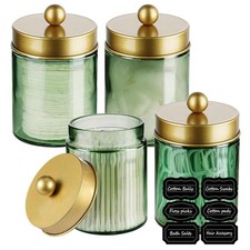 4 Pack Apothecary Jars Bathroom Vanity Storage Organizer Set -Countertop Cani...