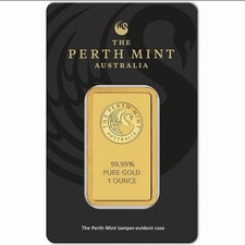 Perth Mint 1 oz Gold Bar 99.99% Pure, Sealed Assay Certificate 3000.00 per troy oz