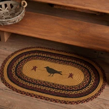 Accent Rug Heritage Farms Jute Primitive 20x30 Oval Crow No Slip Pad VHC Brands