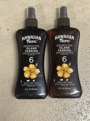 Hawaiian Tropic Island Tanning Coconut Oil SPF 6 - 8 oz - Exp  02/27 - Lot of 2